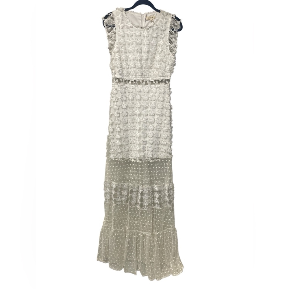 NWOT Just Me White Boho Lace Maxi Dress Medium